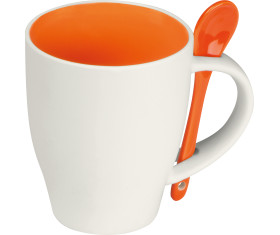 Tasse aus Porzellan mit Löffel, 250ml